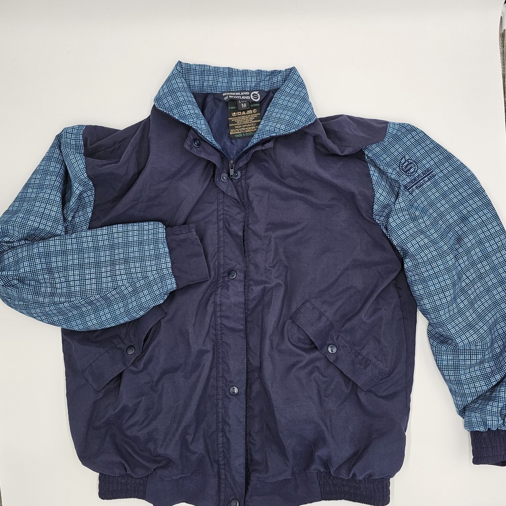 Sunderland of Scotland Golf Jacket‎ Blue Check Windbreaker Men's Medium Made...